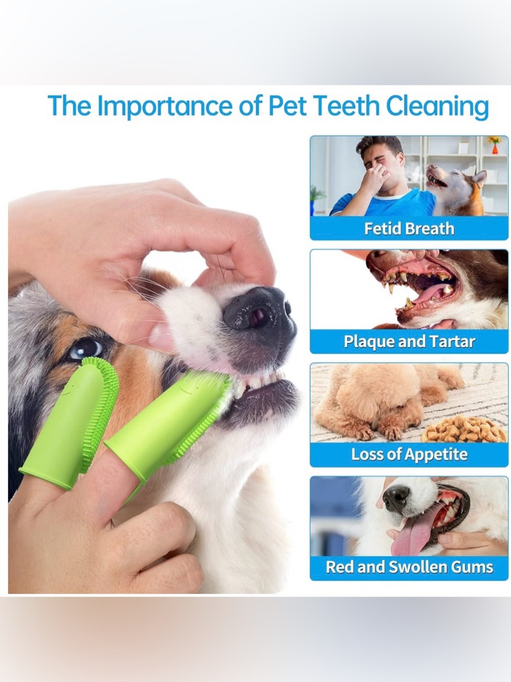 😁 Lot 4 pet Toothbrush Surround Bristles Teeth Cleaning Double finger NIP pink